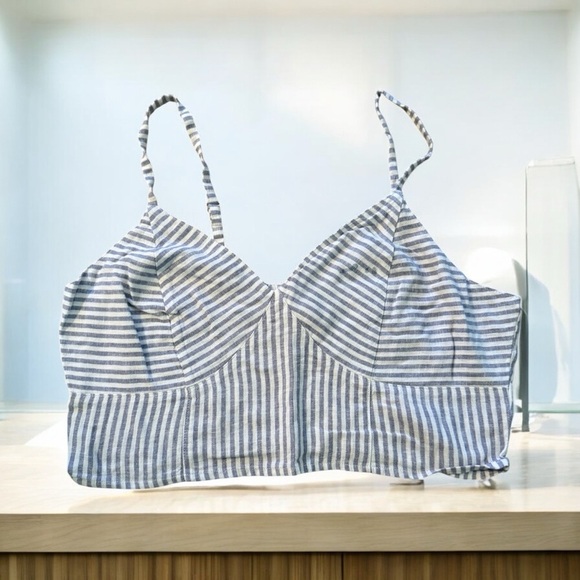 Universal Thread Tops - Never Worn! Nautical Blue and White Striped Crop Top